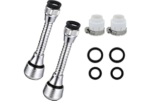 DmDoyy Douchette Robinet Cuisine 2 Pièces, Extension De Robinet, Robinet De Cuisine Flexible À 360 Degrés, Accessoire De Tuyau D'Évier Pour Robinet, Longueur De 14cm