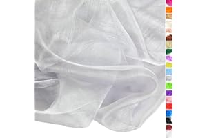 TOLKO 1 m Organza Fabrics for Sewing, Sold by the Metre, Touch Delicate, Fine, Transparent, for Decorating Crafts, 145 cm Wide, Light Shine Fabric for Curtains, Tablecloths, Decorative Scarves (Light Silver)