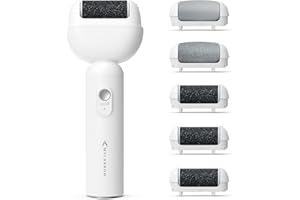 MYCARBON Lima Electrica Pies Durezas con 5 Rodillos 1,900 rpm y 2,200 rpm Ajustable Lima Pies Electrica Recargable y Autolimpiable Pedicura Profesional para Durezas Callos Agrietada