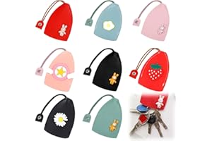 OUZHOU 8PCS Key Pouch, Pull out Key Sleeve, PU Leather Pull Type Key Bag with Snap, Personalized Car Key Case Cover with Rabbit Pattern, Portable Key Holder Wallets