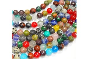 Perlin – Piedras preciosas Mix perlas 6 mm Juego de manualidades 60 piezas redondo cuarzo, aventurina, bronce, amatista, jade, jaspe, sodalita, Unakit, turquesa, rubí en zoisit, obsidiana, ágata G287