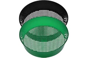 DAGLLGEW 2Pcs Soil Sifter, Round Garden Compost Sifter, Practical Pan for Sieve Work of Small Gravel, Soil, Sand, Black & Green