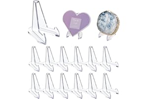DIDUDIDU Support de Monnaie Presentoir Chevalet - Mini Présentoir Acrylique Transparent - Lot de 15 Pièces Petits Chevalets en Plastique - Etagere a Medaille | Carte Pokemon | Mineraux | Agate - 5,1 x 6,9 cm