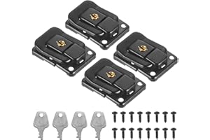 PATIKIL Koffer-Schloss-Haspe 1,6" x 1,10", 4 Stück Eisen-Knebelverschluss-Schloss mit Schlüsseln/Schrauben Riegelverschluss für Schmuckschatulle Holzkiste Werkzeugkasten, Schwarz