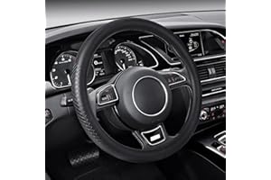 ZATOOTO Pokrowce na kierownicę samochodową, ultracienkie, antypoślizgowe ochraniacze na kierownicę ze skóry syntetycznej, miękkie i oddychające, uniwersalny rozmiar M 37-38 cm, czarne