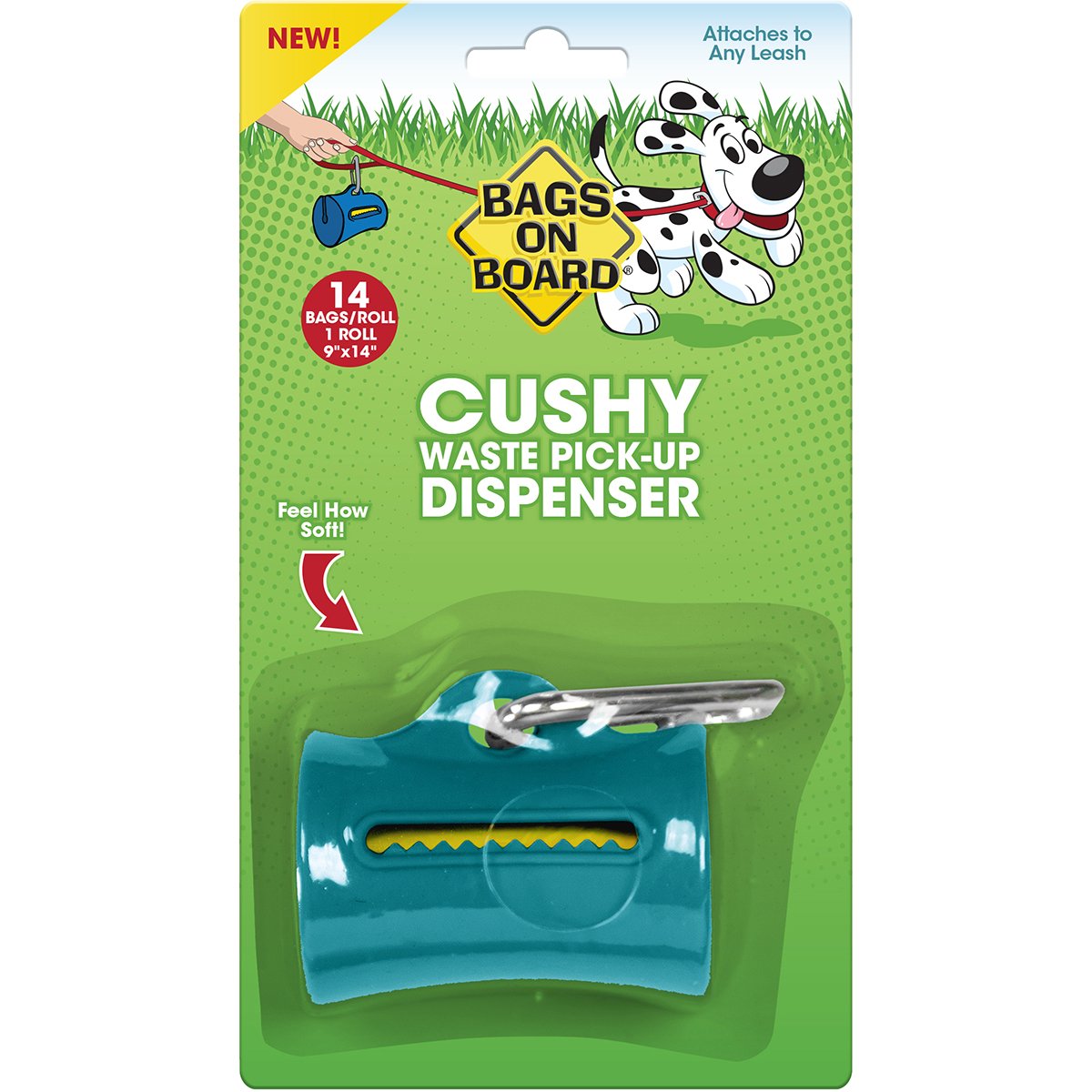 Bags on Board Cushy Dog Poop Pick-Up Dispenser and Refill Bags, Teal