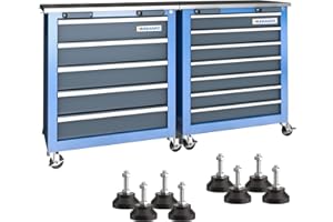 LARBANKE Combination 12-Drawer Tool Chest with Stainless Steel Countertop, Locking System Tool Storage Cabinet with Wheels and Padded Feet