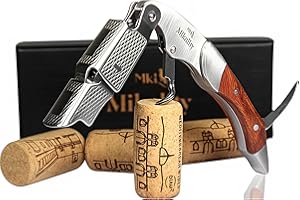 MIKALITY Sacacorchos Profesional, Abridor de Vino, Sacacorchos de Camarero, De Acero Inoxidable y Madera, con Estuche,Regalo Original Hombre, Duradero, Funcionalidad y Estetica