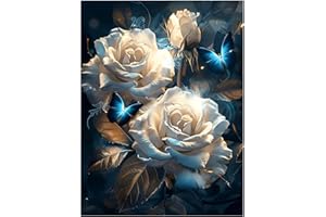 Mafenr Art Diamond Painting Fleurs, Fleurs Diamond Painting Adulte, Peinture Diamant Adulte pour Cadeaux et Décoration (30x40cm)