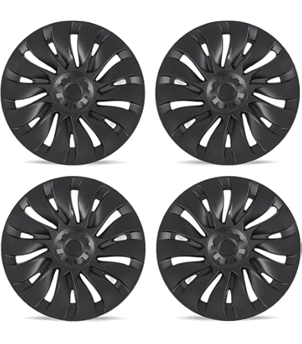 4 Pezzi Copricerchi Stile Turbina Nuova Argento E Nero Da 19