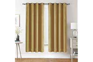 Utopia Bedding Opacas Cortinas Salon Modernas 2 Piezas 140x175 cm, Beige - Cortinas Térmicas Aislantes Frío Calor y para Dormitorio, Salón y Cocina con Ojales