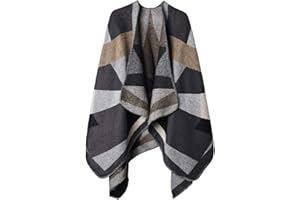 OOPOR Poncho Tejer Invierno de Mujer - Chal Lana Tela Escocesa Grande Bata Cardigan Acogedor Fular Crochet Capa Suave para Ropa Boda Jersey Mantón Casa Navidad Festival Disfraz ​Otoño Regalo 9 Color