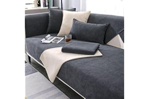 LINGKY Soft Chenille Sofa Cover 1 2 3 Seater, Non-Slip Sofa Slipcovers for Corner L Shape, Funny Fuzzy Sofa Cover, Thick Textured Sofa Cushion Covers Furniture Protector (Dark Gray,70x210cm)