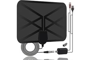 POCHY 36DBI Antenne TV Intérieur, 200 km d'autonomie Antenne TNT Puissante Intérieure Signal Amplificateur Booster avec Câble Coaxial Soutenir TV HD, 1080P 4K FM, VHF, UHF