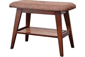 SOBIBO Shoe Entryway Bench, Bamboo Shoe Rack Bench, Organizer with 2 Tier Storage Simple Style Good Load Bearing, Ideal for Entryway Hallway Living Room,(Brown,60cm)