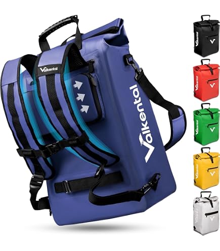 Sacoche Arrière Roll-Top Hapo-G 22L Convertible Sac à Dos – Étanche, Compartiment PC 15", Bleu Vélo & Urbain