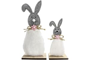 BSEICAL Osterdeko Holz Hase, Osterhasen Deko, Osterhase Figur Holz, Osterhase Filz Plüsch Figuren, Ostern Dekoration Tisch Easter Wooden Rabbit Decoration Zum Hinstellen Innen Vintage Wohnzimmer Büro Fenster