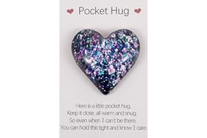 HBJSP Pocket Hugs Heart, Thinking of You Gifts, Keepsake Gifts for Women Friends, Go to University School Gifts, Positive Good Luck Gifts for Birthday Wedding Christmas Mothers Day Valentines (Navy Blue)