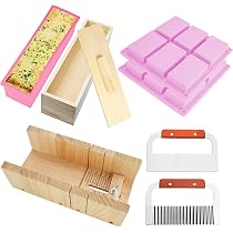 Seifenherstellung Set – Mit 1.2l Silikonform, Holzkiste & Schneidern