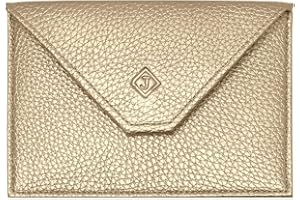 LOLUNA® Pochette Format enveloppe pour Papier Voiture, Carte Grise, permis Conduire Tout en Cuir Plusieurs Couleur Homme et Femme (Doré)