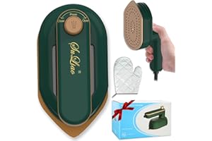 SULIAO Travel Mini Iron, 2 In 1 180° Rotatable Handheld Iron, Portable Foldable Iron Steam with Dry and Wet Ironing for Clothes, Small Size Plancha De Ropa Heat Press for Home Business(Dark Green)