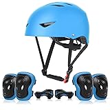 ValueTalks Set di Casco Protezione Bambini con Casco Regolabile Ginocchiere Gomitiere e Polsiere per Skate Bicicletta Pattina