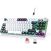TECURS Wireless Backlit Mechanical Gaming Keyboard, 80% TKL Wired AZERTY Gaming Keyboard, USB-C Cable + 2.4G Keyboard, Red Sw