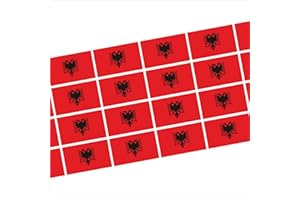 Jintora Mini Bandiere - Bandiere Insieme - Liscio - 33x20mm - Adesivi - Albanie - Adesivi per Ufficio, Scuola e casa - 24 Pezzo