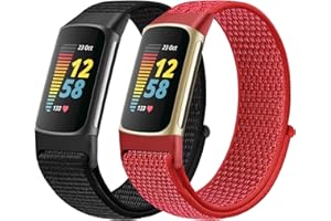 Runostrich Sport Loop Bracelet de montre en nylon souple compatible avec Fitbit Charge 5, réglable et respirant, bracelet de rechange en nylon souple pour homme et femme
