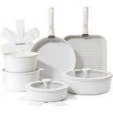 SENSARTE Batterie de Cuisine 17 Pièces Tous Feux Compatible Induction | Revêtement antiadhésif en granit suisse,casseroles et