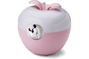 VALENTI & CO. - Disney Minnie - Luce Notturna Bambini con Lampada LED Colorata per Cromoterapia da Comodino, Comandi Magici con il Soffio e Finiture in Argento