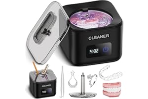 Jooplayer 45kHz Ultrasonic Retainer Cleaner, Professional UV Ultrasonic Cleaner for All Dental Appliances, Jewelry, Two Modes, 200ML Portable Cleaner for Dentures, Whitening Trays, Toothbrush Head
