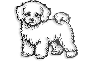 keluly Decoración de metal. Escultura de pared flotante, con sombras, de acero. (Bichón Maltés, 43 x 31 cm.)