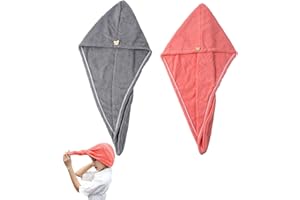 XIWUPO Haarhandtuch, Haarturban, Mikrofaser Handtuch Haare, Handtuch Haare, Hair Wrap, Aquis Hair Towel, Haarturban Mikrofaser, Mikrofaser Haarturban, Für Lange Haare(2 Stück)