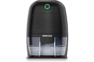 MONHOUSE Dehumidifier 600ml Portable, Compact & Quiet Moisture Absorber - Mini Air Dehumidifier for Home, Bedroom Damp, Car, Office, Garage, Caravan & Basement - Electric Mould Remover - Black