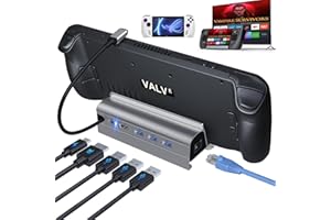 B3 BIGTHREE Docking Station für Steam Deck/ASUS ROG Ally/Lenovo Legion go/MSI Claw, 6 IN 1 Steam Deck Dock with HD.MI 2.0 4K@60Hz, 1000Mbps Gigabit Ethernet, DREI USB 3.0, 60W PD Schnellladung für Steam Deck