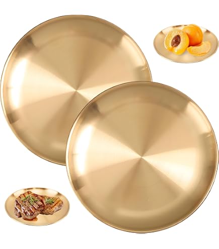 IVAILEX Plateau rond doré en acier inoxydable pour bijoux, maquillage, bougie plateau décoratif (14 cm IVAILEX Plateau rond doré en acier inoxydable pour bijoux, maquillage, bougie plateau décoratif (14 cm
