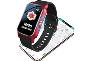 Weyot Smartwatch Armband für ältere Menschen, GPS Notfallarmband Senioren, Telefonfunktion, Senioren Notruf Armband & Notrufknopf für Senioren & Erwachsene,Red