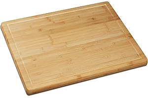 Relaxdays 10022156, Nature Planche à Découper Bambou, antibactérien, Rigole à Jus, Billot Plan de Travail Cuisine, 2x56,5x50 cm