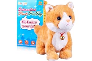 MARSJOY Interaktives Katzenspielzeug aus Plüsch, interaktives Katzenroboter, bellendes Meow, Touch-Steuerung, elektronisches Katzen-Haustier, Kinder, L: 30.5 cm x H: 20.3 cm x B: 12.7 cm.