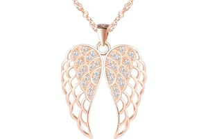 CPSLOVE Collar alas de angel de plata 925 para mujer y niña, collare colgante de circón con cadena de 45 cm, moda joyería, plateado/dorado/rosado