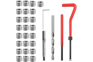 BIGP 30 Stück Gewindereparatur Gewinde Reparatur Satz Werkzeug, Stahl Gewinde Reparatur Einsatz Kit Kompatibel Handwerkzeug Set Thread Repair Kit für Auto Reparatur (M5 x 0.8mm)