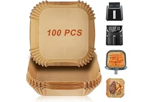 MICUJIARUL Air Fryer Liners Disposable for Ninja Air Fryer MAX PRO AF180UK 6.2L, AF140UK 4.7L, 100pcs Air Fryer Liners Square, Parchment Paper for Cosori 5.5L/6L, Tefal 5L, Ninja Speedi, Air Fryer 4.5L-6.5L