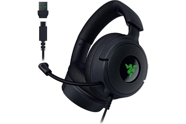Razer Kraken V4 X - Casque de Jeu Filaire (Drivers Triforce 40mm, Micro cardioïde rétractable, Son Surround 7.1, Chroma RGB, pour PC - Console et téléphones Via USB-C) Noir
