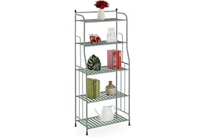 ‎RELAXDAYS Relaxdays Regał stojący, stal, wys. x szer. x gł.: 133 x 56 x 28 cm, regał do kuchni i łazienki, 5 półek z kratki, metalowy regał stojący, miętowy
