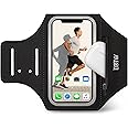 EOTW Running Armband Phone Holder with Airpods Zipper Pocket for iPhone 16/15/14 Pro Max XS/XR/X, Skin-Friendly Sweatproof Phone Holder for Running with Anti-Fall Buckle up to 6.8" Perfect for Jogging