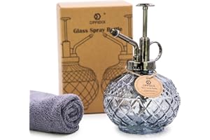 OFFIDIX Brumisateur en verre pour plantes - 300 ml - Pompe supérieure en plastique - Gris - Idéal pour les petites plantes d'intérieur/extérieur et le nettoyage