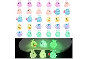 30 pezzi coniglio mini animali luci Select Zone, mini statuette in resina al buio, colorate in miniatura per decorazioni da giardino, scene di paesaggio, decorazioni per la casa