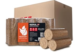 HEIZFUXX Holzbriketts Nestro XL Red - Hartholzbriketts 20 kg (2x10 kg) - Premium Briketts für Kamin, Heizkessel & Ofen - Hoher Heizwert, geringer Aschegehalt & maximale Energieausbeute
