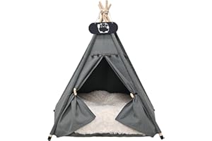 Whiwhi Tipi - Tienda de campaña para mascotas con cojín de doble cara, extraíble y lavable, para perros y gatos, 60 x 60 x 70 cm